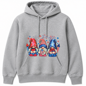 4th of July Gnomes Heart Flag Pinwheel Hoodie