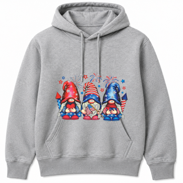 4th of July Gnomes Heart Flag Pinwheel Hoodie