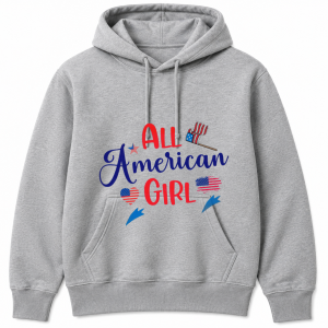 All American Girl Fireworks Heart Flag Hoodie