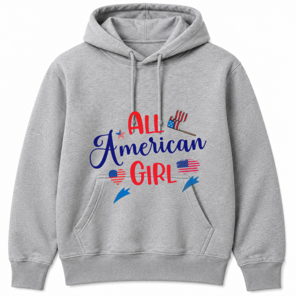 All American Girl Fireworks Heart Flag Hoodie