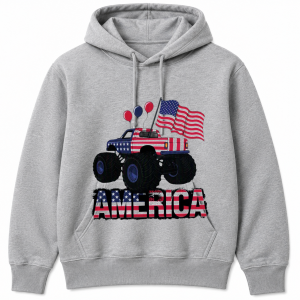 America Monster Truck Flag Balloons Hoodie