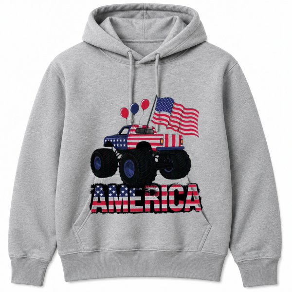 America Monster Truck Flag Balloons Hoodie