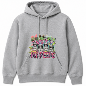 Chilling with My Peeps Bunnies Floral Ears Hoodie
