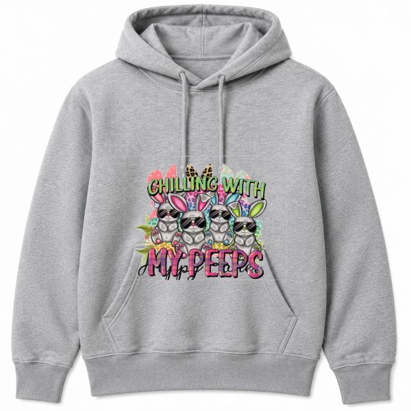 Chilling with My Peeps Bunnies Floral Ears Hoodie