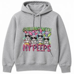 Chilling With My Peeps Bunnies Leopard Patches Hoodie