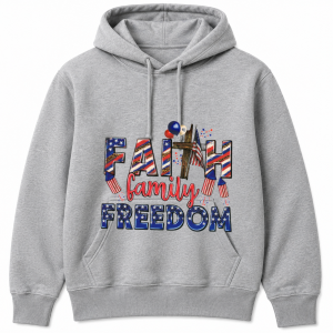 Faith Family Freedom Cross Flag Hoodie