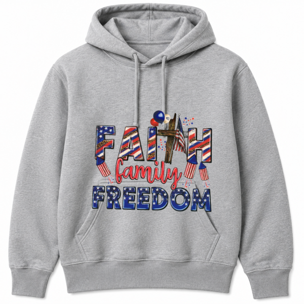 Faith Family Freedom Cross Flag Hoodie