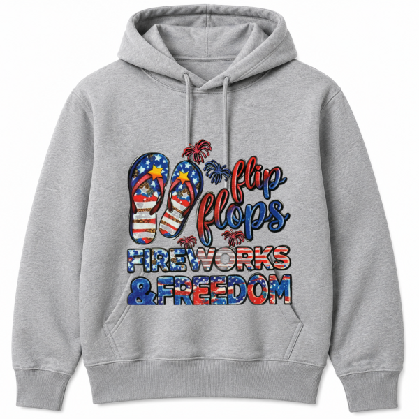 Flip Flops Fireworks and Freedom Hoodie