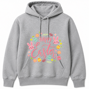 Happy Easter Bunnies Flowers Eggs Wreath Hoodie