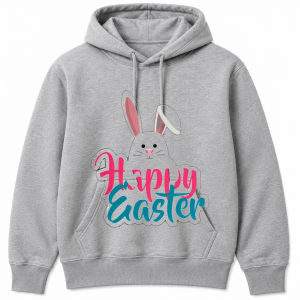 Happy Easter Bunny Face Teal Pink Hoodie