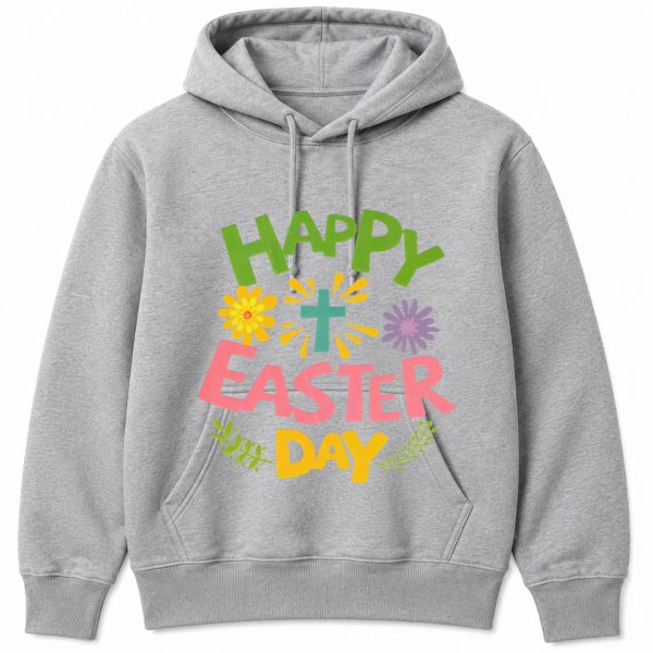 Happy Easter Day Cross Flowers Hoodie