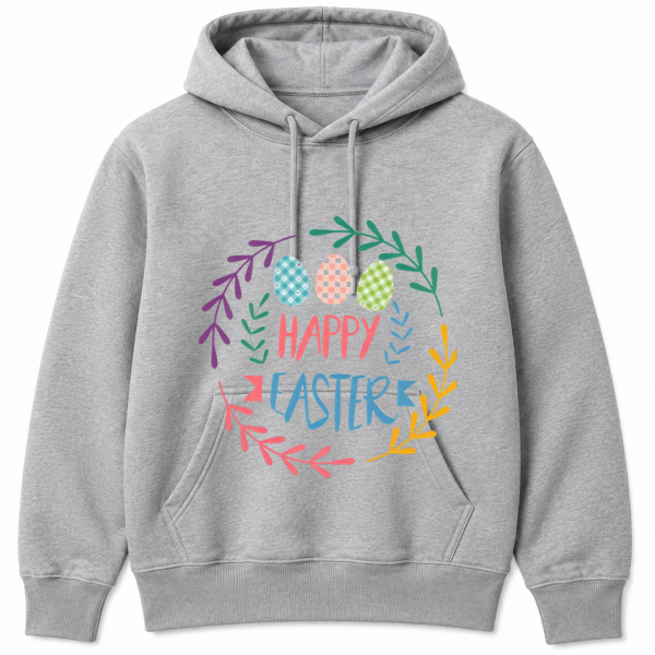 Happy Easter Floral Wreath Eggs Hoodie