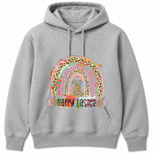 Happy Easter Leopard Rainbow Bunny Hoodie