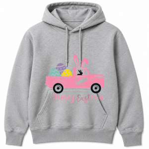 Happy Easter Pink Truck Eggs Carrot Hoodie