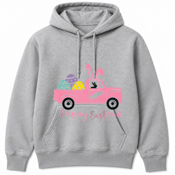 Happy Easter Pink Truck Eggs Carrot Hoodie