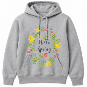 Hello Spring Floral Wreath Eggs Hoodie