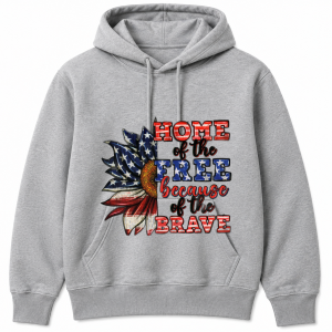 Home of the Free Because of the Brave Sunflower Hoodie