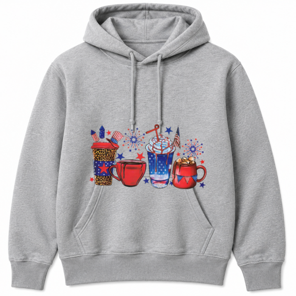 Patriotic Coffee Drinks 4th of July Hoodie