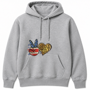 Patriotic Peace Hand Leopard Heart Hoodie