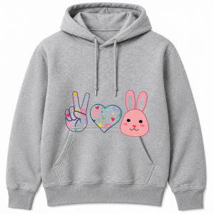 Peace Heart Bunny Face Floral Hoodie