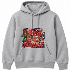 Red White and Blessed Cross Bible Hoodie