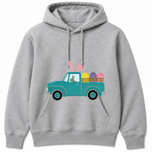 Teal Easter Truck Bunny Driver Eggs Hoodie